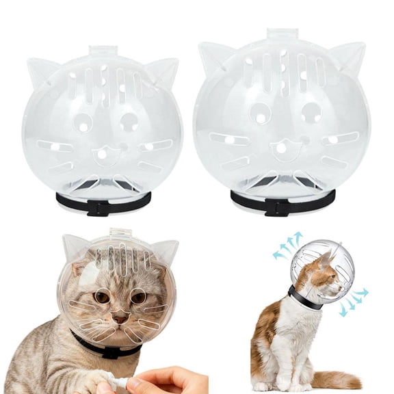 QenASHaing Cat Transparent Muzzle for Grooming, Ultra-Light Cat Recovery Collar, Breathable Astronaut Helmet Face Mask, Prevent Aggression, Nail Trimming & Grooming (1 PCS)