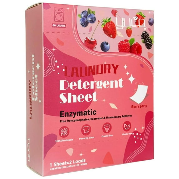 QenASHaing Concentrated Laundry Detergent Sheets with Enzymes for Tough Stains, Water-Soluble & Fragranced for Home or Travel