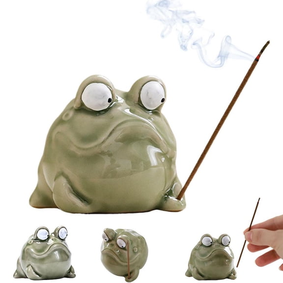 QenASHaing Frog Incense Burner, Incense Holder for Sticks, Ceramic Incense Stick Holder