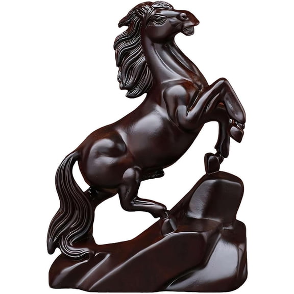 QenASHaing Horse Statue Small Wooden 2026 Chinese New Year Ornaments Feng Shui Figurine, Tabletop Fire Horses Attracting Wealth and Good Luck