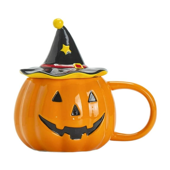 QenASHaing Large Ceramic Pumpkin Mug Set for Halloween and Fall, Perfect for Festive Drinks and Seasonal Home Decor