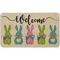 thumbnail image 1 of QenASHaing Mode Wood Bunny Rabbits Welcome Easter Doormat, Home Decor Low-Profile Switch Rug Door Mat Floor Mat for Indoor Outdoor 17x29 Inch, 1 of 11