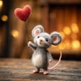 thumbnail image 1 of QenASHaing Needle Felted Mouse, Valentine's Day Gift, Charming Handmade Valentine Felt Mice Figurines, Felt Mouse Ornaments Tiered Tray Tabletop Decor, for Festive Home Car Decor, 1 of 8