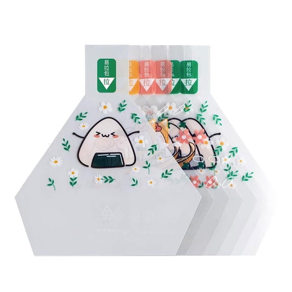 QenASHaing Plastic Onigiri Wrappers for Easy Home Sushi Making, Reusable and Easy-Tear Rice Ball Bags for Meal Prep