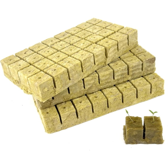 QenASHaing Rockwool Cubes for Hydroponic Towers and Desktop Growing Systems, 95% Water Retention, Ideal for Seed Germination & Clone Plants