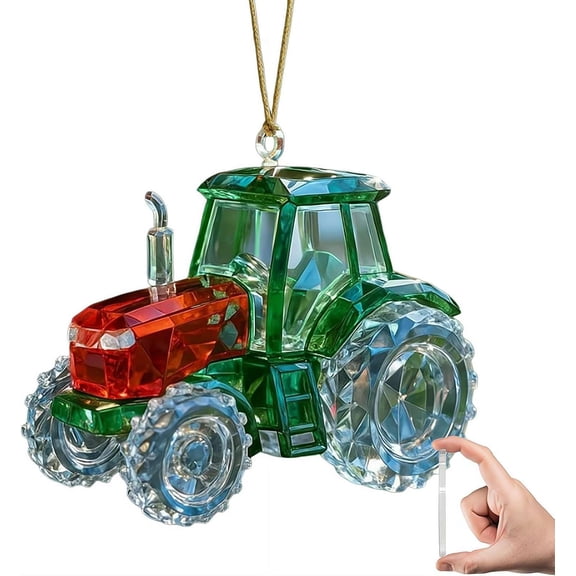 QenASHaing Stained Glass Excavator Ornament, Acrylic Construction Vehicle Hanging Decor, Colorful Bulldozer Excavator Pendant, Gift for Construction Workers