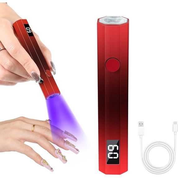 QenASHaing UV Nail Lamp, Handheld, Mini, Portable, Fast Drying, LED Display, Suitable for Home Use, Personal DIY, Gel Nails, Quick-Cure Gel Nail Polish