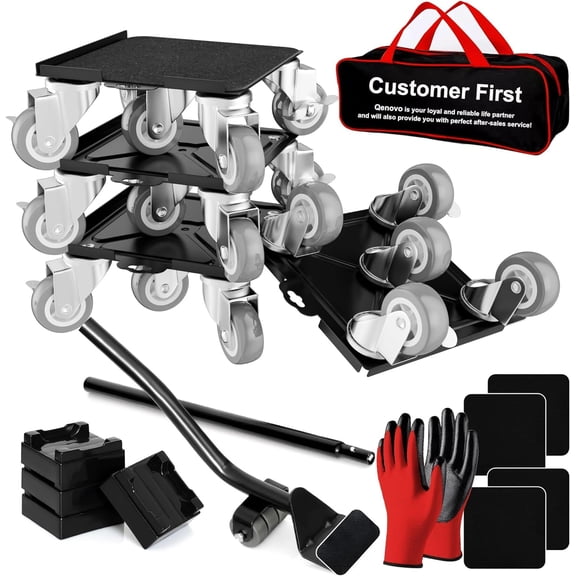 Qenovo Furniture Dolly,Furniture Movers with 5 Wheels,Silent & 360 Rotating Wheels & Side Brake,2400 Lbs Capacity,Carbon Steel Panel Heavy Duty Dolly for Appliances,Sofas,Beds,Pianos Y101
