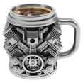 thumbnail image 1 of Qenwkxz Engine Coffee Mug Creative Car V6/V8 Engine Coffee Cup with Handle Novelty Stainless Steel Beverage Mug for Car Lovers Enthusiasts Black, 1 of 11