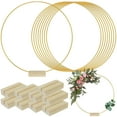 thumbnail image 1 of NUAHRHY 10pcs Metal Floral Hoop Centerpiece 12inch Round Macrame Gold Hoop Ring with Wood Stands for Wedding Birthday Party, 1 of 9
