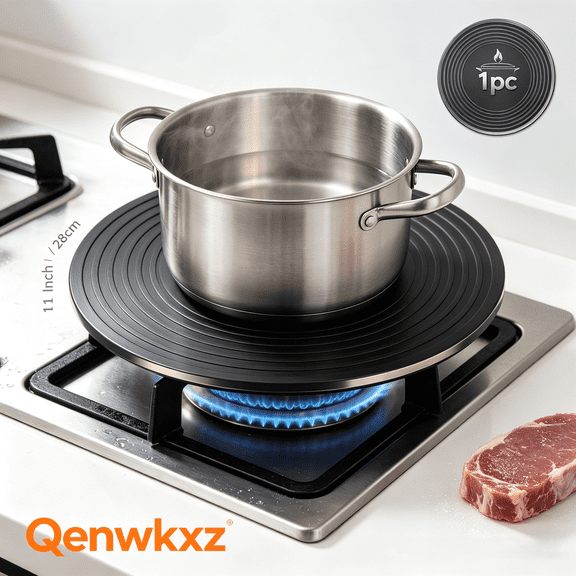Heat Diffuser for Gas Stove and Glass Cooktop, 11 Inch Aluminum Alloy Simmer Plate, Fast Defrosting Tray, Double-Sided Non-Slip Kitchen Flame Guard Protector