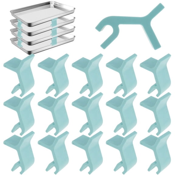 Qenwkxz 16pcs Baking Sheet Stackers Set Space-Saving Tray Stackers Reusable Trays Stacking Holder Multipurpose Baking Tray Stackers for Freeze Dryer Trays 14x7x1 cm
