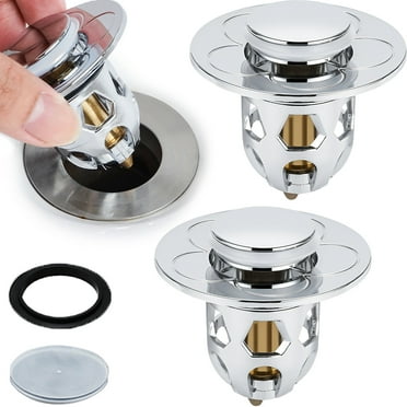 Qenwkxz 2PCS Universal Bathroom Sink Stopper Anti Clogging Sink Drain Strainer for 1.33-1.57in Drain Hole Push-Type Washbasin Pop Up Sink Drainer Filter with Hair Catcher Basket for Kitchen