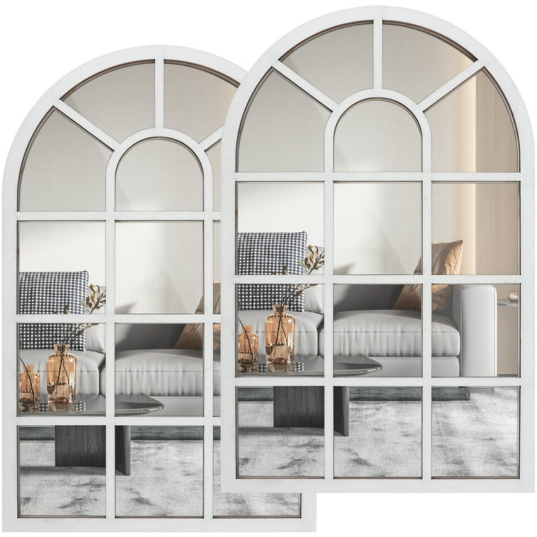 Qenwkxz 2PCS Window Wall Mirror for Wall Decor Vintage Rustic