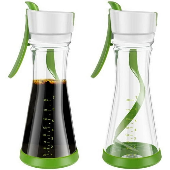 Grusce 2pcs Salad Dressing Shaker with Handle Leakproof Salad Dressing Mixer with Scale Dishwasher Safe Salad Dressing Bottle Shaker Easy Pouring Salad Dressing Shaker Container for Restaurant Home