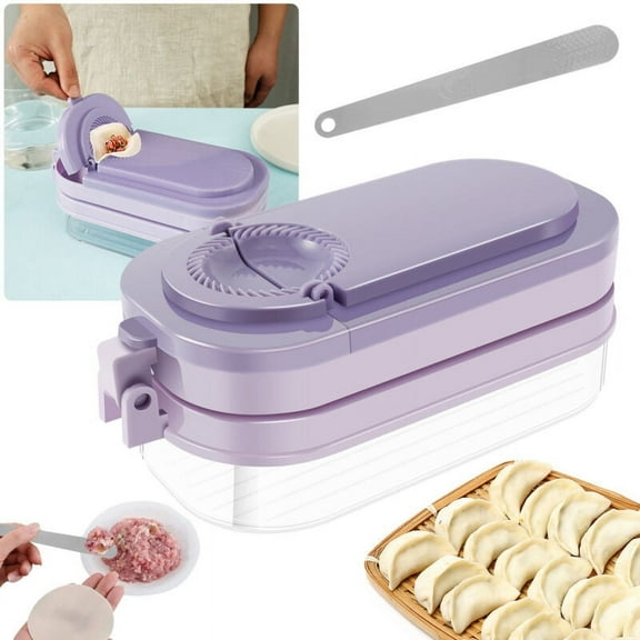 Qenwkxz 3 in 1 Dumpling Maker with Storage Box Multifunctional Dumpling Maker Press Set with Filling Scoop Durable Dumpling Skin Maker Mold Food Grade Manual Dumpling Maker Mold for Gyoza Potsticker