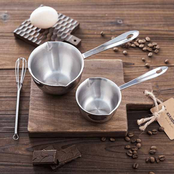 Qenwkxz 304 Stainless Steel Milk Pot Butter Melting Pot 300ml Milk Butter Lightweight Butter Coffee Pot Mini Chocolate Pan Multi-Purpose Small Cookware for Kitchen Home 8.54*4.61*2.24in