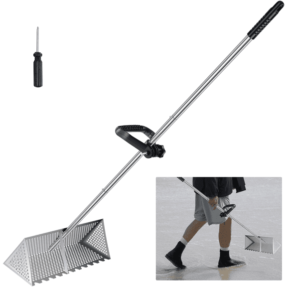 Qenwkxz Sand Fleas Rake Shark Tooth Sifter Efficient Sand Crab Catcher with Detachable Handle Bar Foldable for Finding Silver Stainless Steel