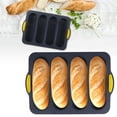 thumbnail image 1 of Qenwkxz 4 Slot Silicone Pan Non-Stick French Bread Baking Pan Professional Hot Dog Bun Tray Mold for Homemade Bread Baking 13.39*9.45*0.98in Black, 1 of 10