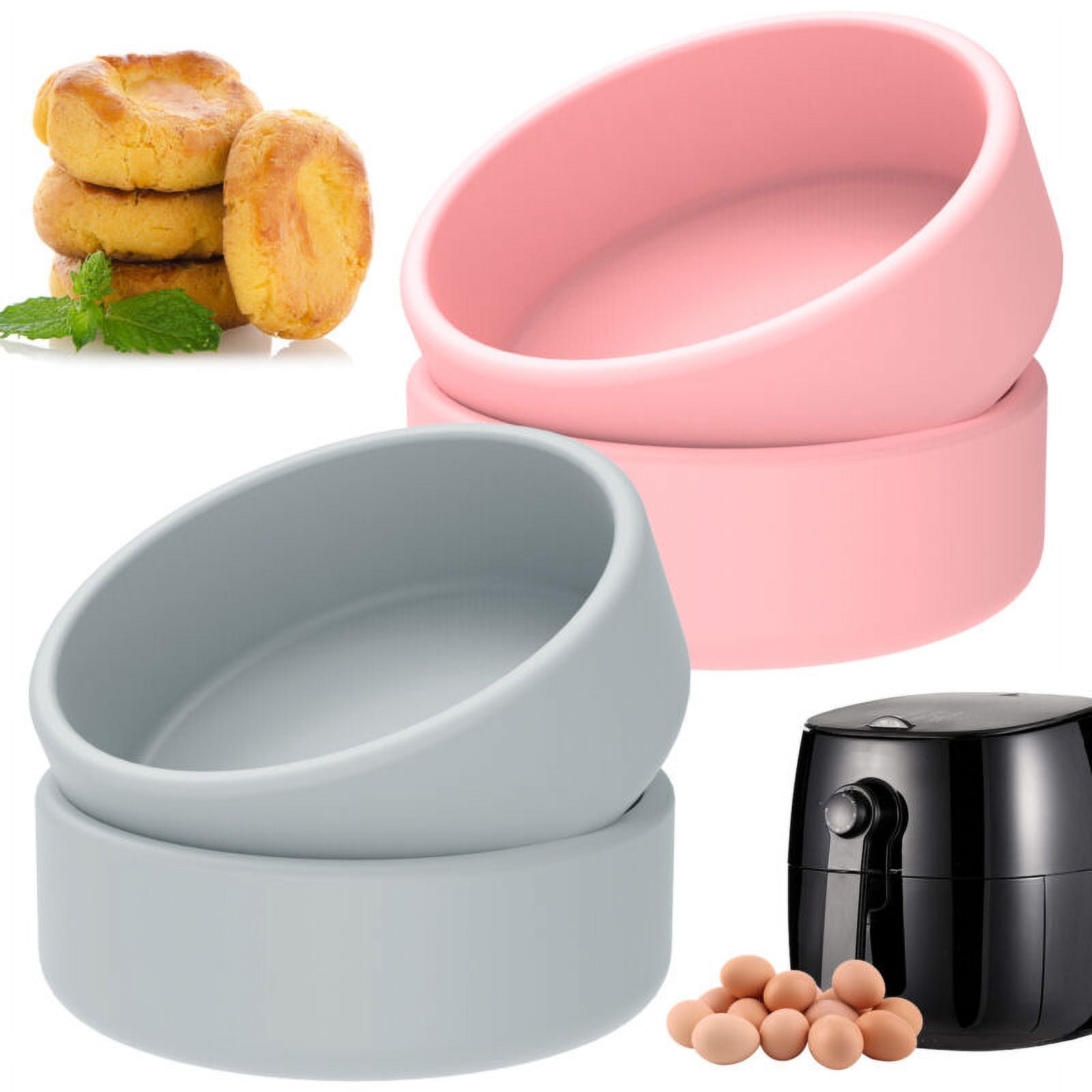 Qenwkxz 4pcs Air Fryer Egg Moulds Non-Stick Silicone Ramekins 4