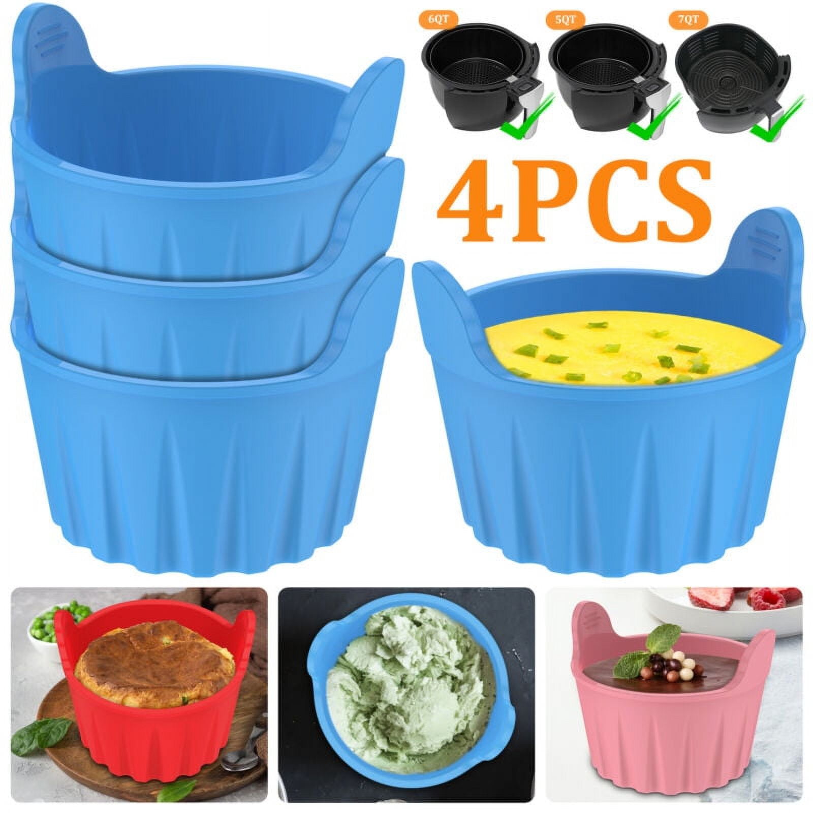 Qenwkxz 4pcs Air Fryer Egg Poacher Food Grade Silicone Egg Poaching Cups Easy Release Round