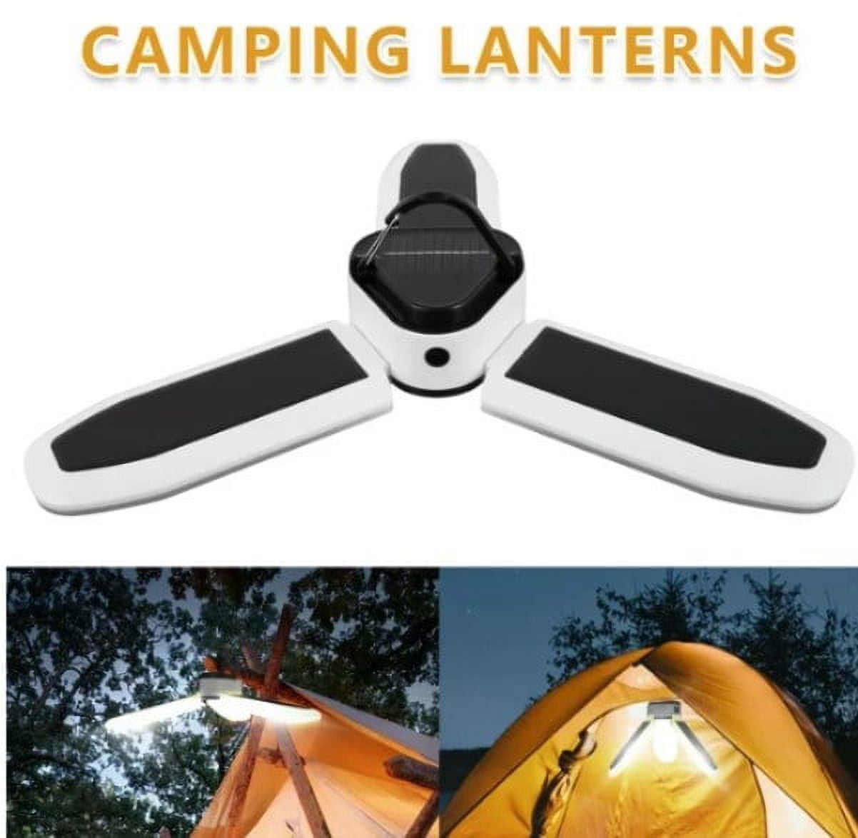 Qenwkxz 60 LED Camping Lamp, Collapsible Solar Hanging Lantern Light, Portable Outdoor Waterproof Hanging Tent Lamp, USB Rechargeable Phone Charger, Emergency Light