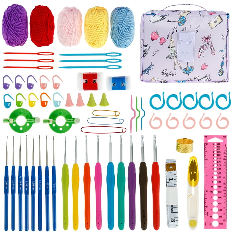 Qenwkxz 66pcs Crochet Kits for Beginners Colorful Crochet Hook Set with Storage Bag and Crochet Accessories Ergonomic Crochet Kit Practical Knitting