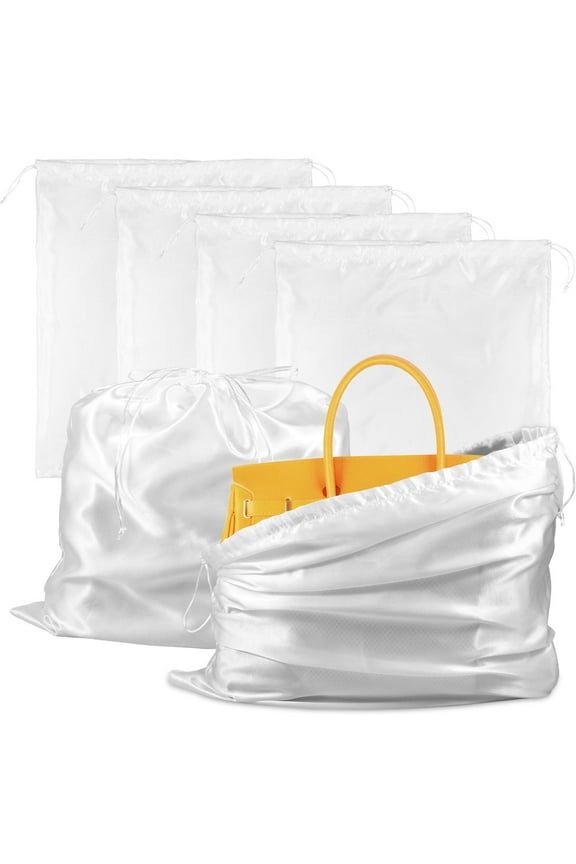 6PCS Dust Bags for Handbags, Silk Dust Cover Bags for Handbags, Silk Purse Organizer Dust Cover Drawstring Bags, Large Storage Travel Storage Pouch for Purses Shoes Boots