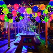 Qenwkxz 90pcs UV Neon Balloons 12" Neon Polka Dot Glow Party Blacklight Balloons Glow in the dark,Latex Helium Balloon for Birthday,Wedding,Neon Party,Glow Party Decorations Supplies (Purple)