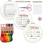 FUYGRCJ Beginners DIY Embroidery Stitch Practice Kits, Handmade Embroidery Starter Kit to Learn 30 Different Stitches Hand Stitch Embroidery Techniques for Beginners and Craft Lover