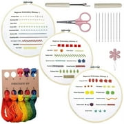 Qenwkxz Beginners DIY Embroidery Stitch Practice kits, Handmade Embroidery Starter Kit to Learn 30 Different Stitches Hand Stitch Embroidery S Techniques for Beginners and Craft Lover