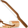 thumbnail interactive-video image 1 of Qenwkxz Bread Knife, Bread Bow Knife, Bagel Cake Knife, Bread Knife for Homemade Bread, Wooden Serrated Bagel Knife 15.7"×2.4" Bread Slicer for Homemade Bagels Bread Baguettes, 1 of 11