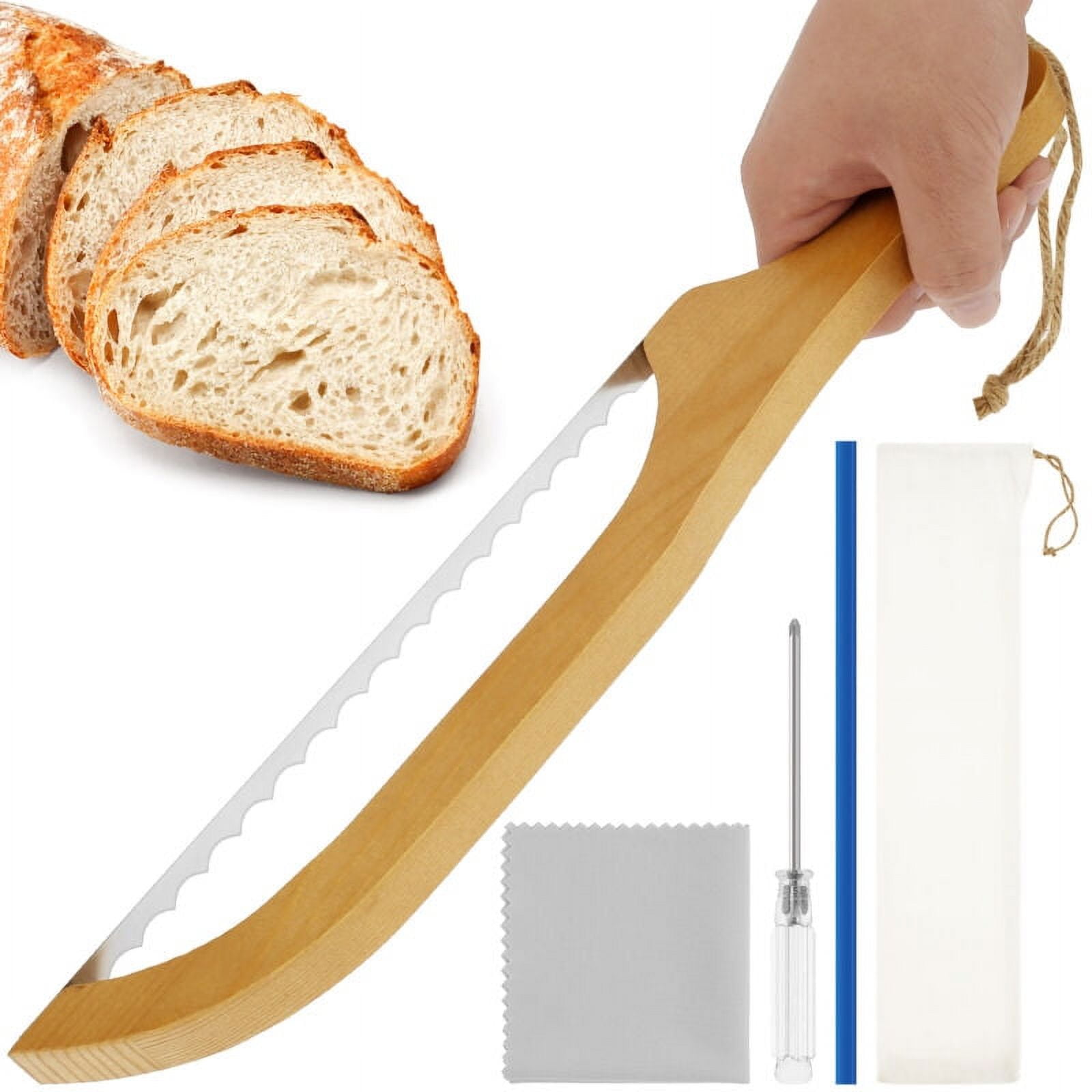 Aazon.co: Bread Bow Knife For Hoeade Bread, Wooden Sourdough Bread - View #13