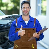 Qenwkxz Brown Canvas Work Apron with 10 Tool Pockets, Waterproof