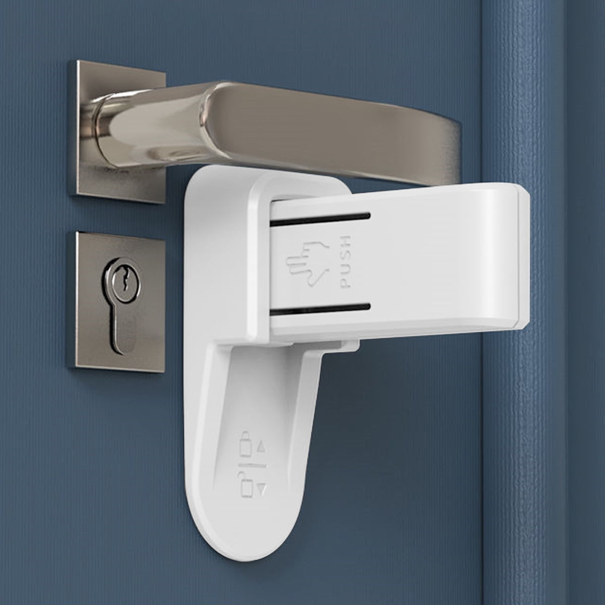 Qenwkxz Child Proof Door Lever Lock 2Pack Adhesive Door Handle Locks