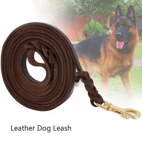 Ikoopy Dog Leash 6FT Leather Braided Comfortable Dog Rope Strong Heavy Duty Dog Training Walking Leash for Medium and Large Dog Brown 94.49in