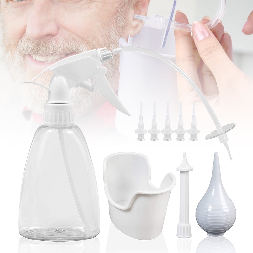 300ml Ear Cleaner Kit for Adults Kids Spiral Ear Wax Remover Plastic Water  Irrigation Bottle Ear Care Washing Safety Squeeze Set