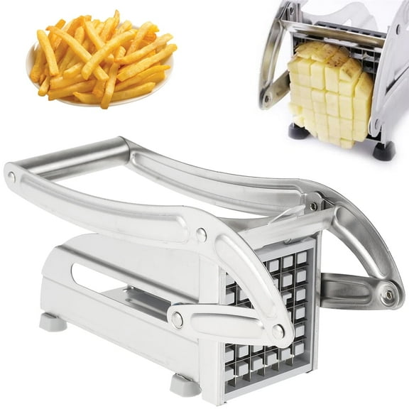Qenwkxz French Fry Cutter Multifunction Vegetable Fruit Chopper with 2 Stainless Steel Blades for French Fries Chips Maker Potato Slicer for Tomato Potato Cooking Gadget Tool 10*5 inch