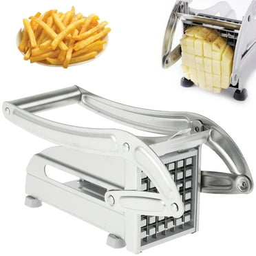 Qenwkxz French Fry Cutter Multifunction Vegetable Fruit Chopper with 2 Stainless Steel Blades for French Fries Chips Maker Potato Slicer for Tomato Potato Cooking Gadget Tool 10*5 inch