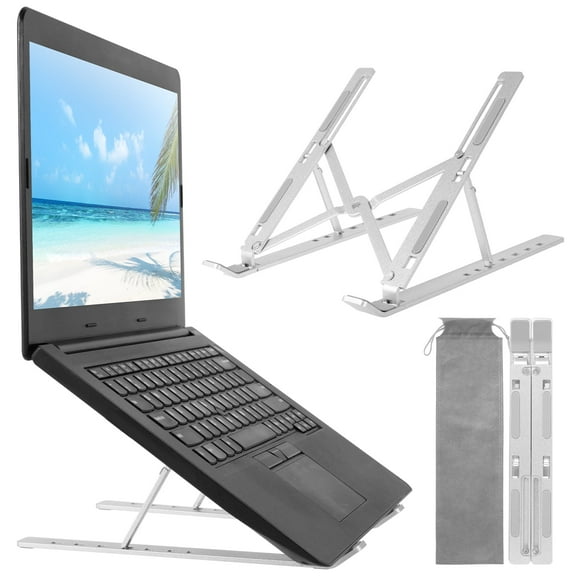 NUAHRHY Laptop Stand for Desk Adjustable Laptop Riser Aluminum Alloy Foldable Portable Laptop Holder Ventilated Cooling Notebook Stand for Laptops Tablet