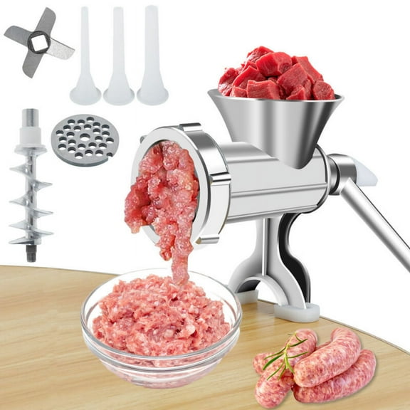 Qenwkxz Manual Meat Grinder with Handle Meat Crank Rustproof Meat Grinder Sausage Maker Table Mount Pork Mincer with 3 Sausage Maker Tube Multifunctional Meat Grinding Machine for Home Kitchen