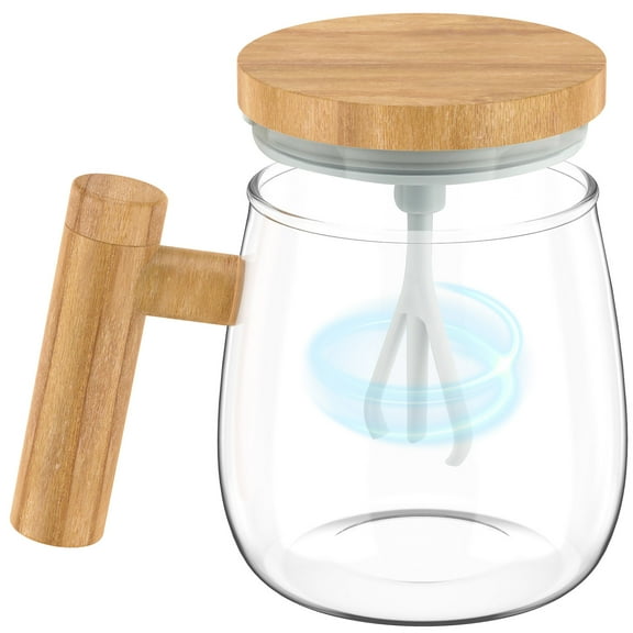 Qenwkxz Self Stirring Coffee Mug with Handle 400ml Electric Stirring Mug 7000rpm High-Speed Self Mixing Mug Glass Self Stirring Cup Portable Waterproof Automatic Mixing Cup for Home Coffee Milk