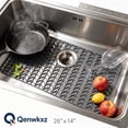 thumbnail image 1 of Qenwkxz Silicone Sink Mat 26" x 14" Rear‑Center Drain - Kitchen Sink Protector Mat Grid for Bottom of Stainless Steel Farmhouse Sink, 500°F Heat Resistant Non-Slip Mat, 1 of 11