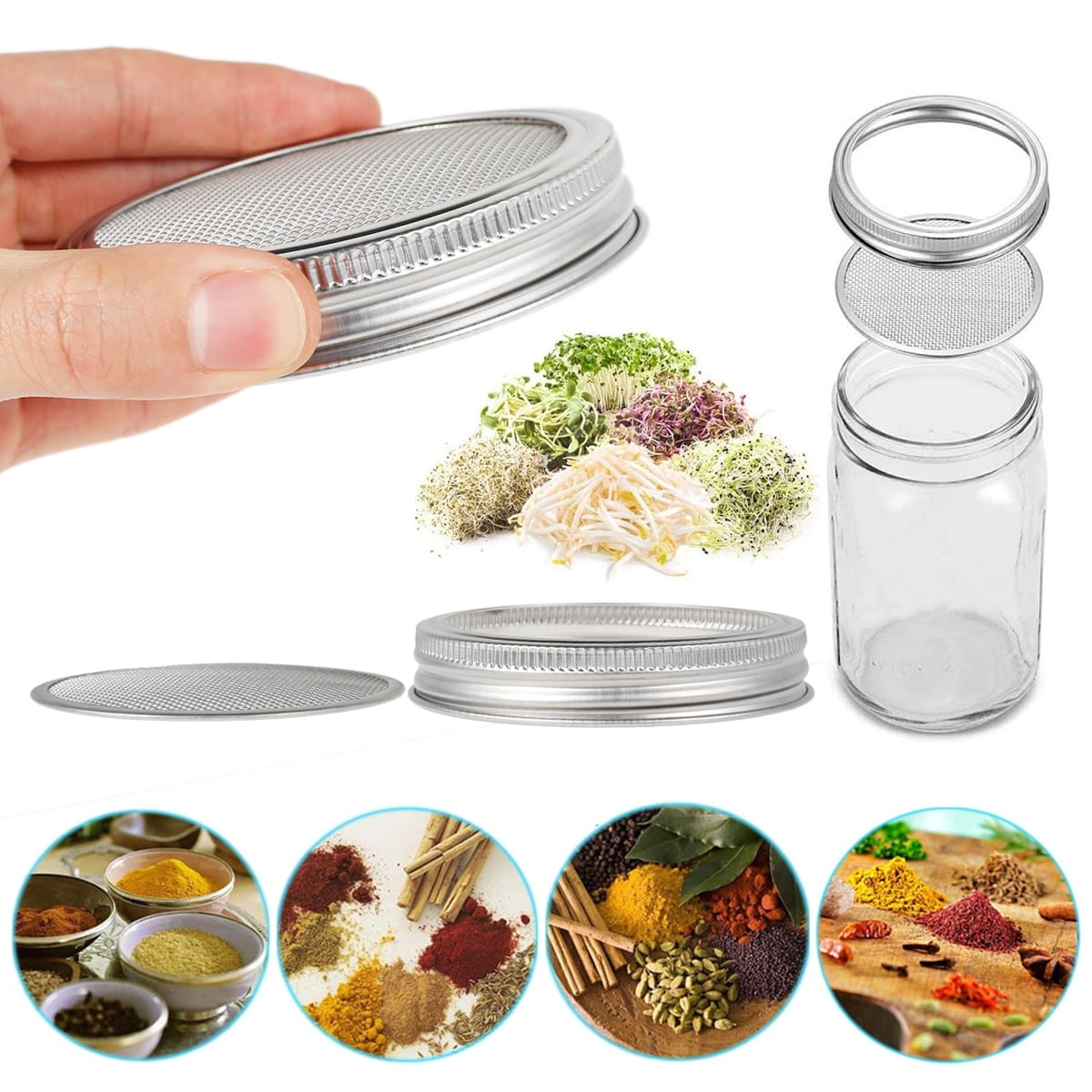 Qenwkxz Sprouting Jar Lids Stainless Steel Mesh Screen Seed Sprout Can