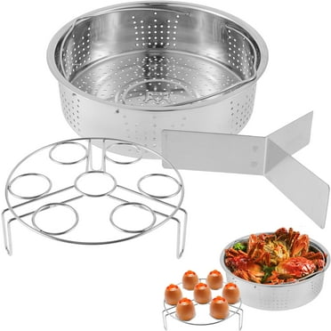 MGhaab 3/1 Round Steam Pot Stainless Steel Steam Basket Rack Steam Pot ...