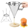 thumbnail image 1 of Qenwkxz Pancake Batter Dispenser with Stand Stainless Steel Funnel Cake Dispenser Practical Batter Cake Funnel with 3 Nozzles Easy to Use for Pancakes Cupcakes, 1 of 11