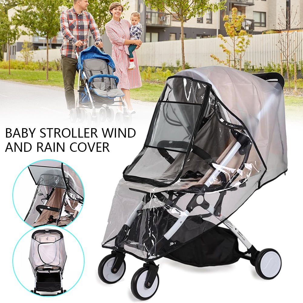 First Essentials Stroller Rain Cover Universal, Baby Travel Weather Shield,  Windproof Waterproof, Protect from Dust Snow (Black)