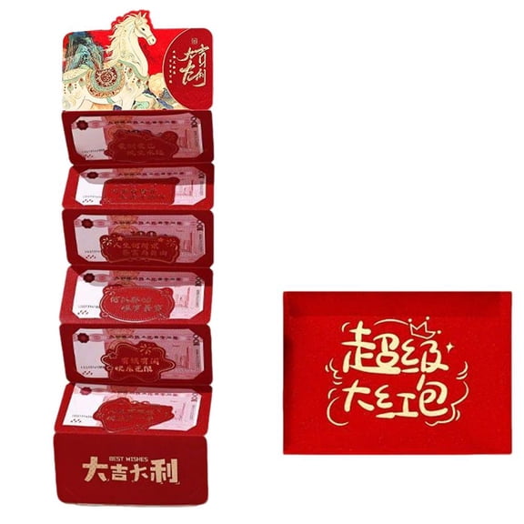 Qeortohers The Year of The Horse Red Envelopes,Foldable Chinese New Year Red Envelopes Bag for Family Friends Spring Festival