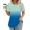 thumbnail image 1 of Qepwsc Casual Womens Crew Neck T shirts Short Sleeve Pleated Tops Gradient Blouses Fashion Clothes 2025 Colorful Tees Loose Fits Ladies Going Out Tops and Blouss Sweatshirt S-XXL, 1 of 5