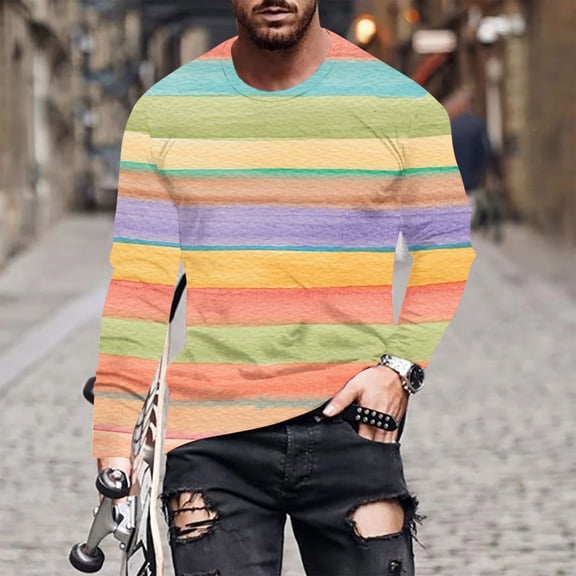 Qepwsc Graphic Shirts for Men Casual Tee Shirts 2025 Long Sleeve Crew Neck Basic Tees Shirts Pullover Tops for Women Trendy Sweatshirts Winter Fall Outfits Clothes Plus Size S_5X